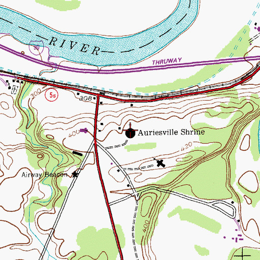 Topographic Map of Auriesville Shrine, NY