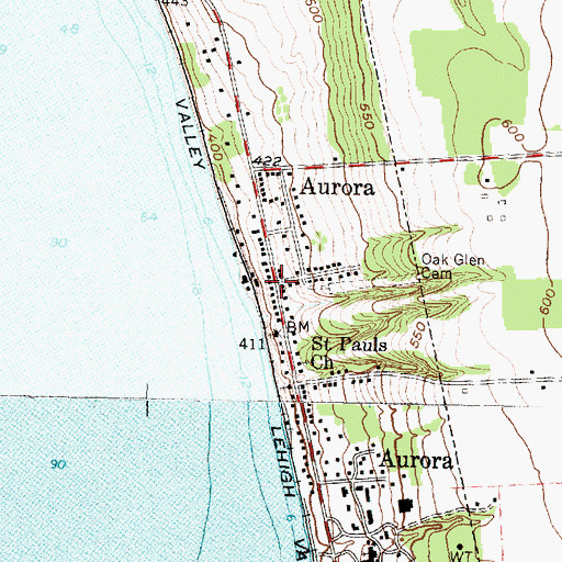 Topographic Map of Aurora, NY