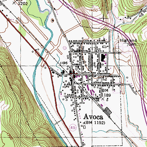 Topographic Map of Avoca, NY