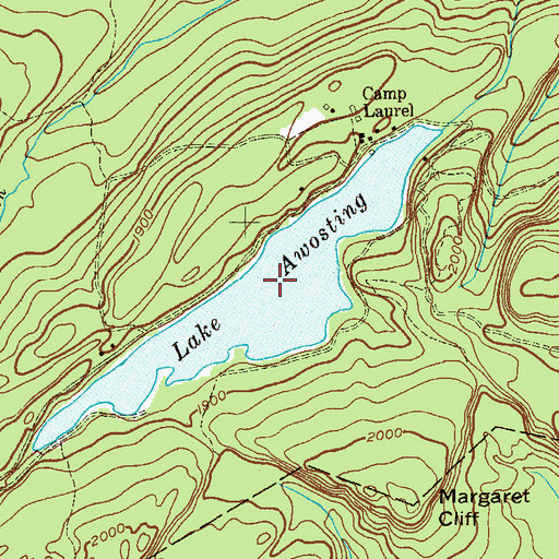Topographic Map of Lake Awosting, NY