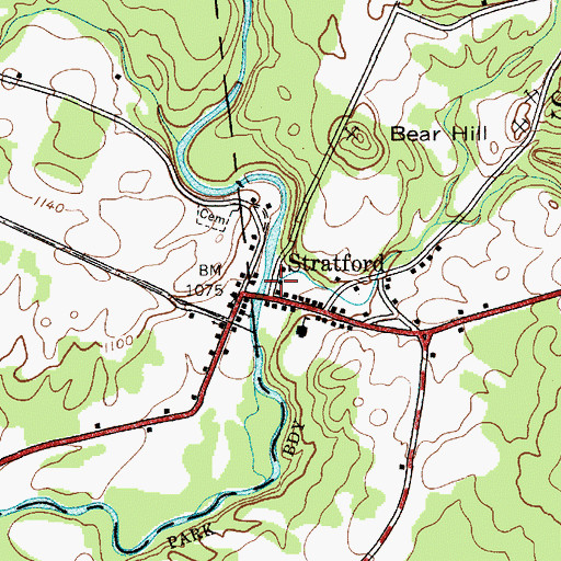 Topographic Map of Ayers Creek, NY