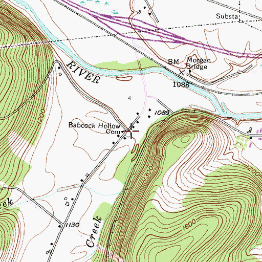 Topographic Map of Babcock Hollow Cemetery, NY