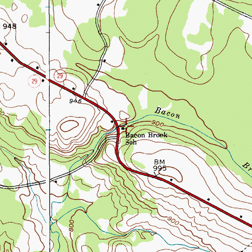 Topographic Map of Bacon Brook School, NY