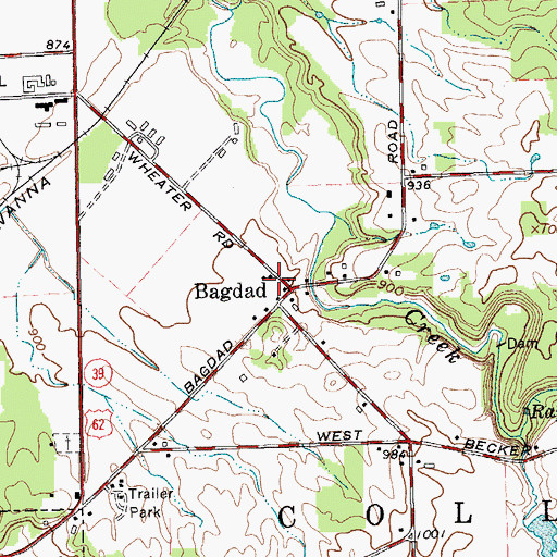 Topographic Map of Bagdad, NY