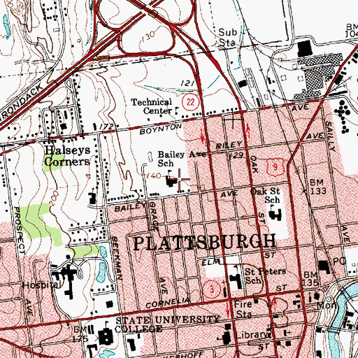 Topographic Map of Bailey Avenue School, NY