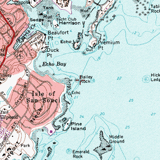 Topographic Map of Bailey Rock, NY