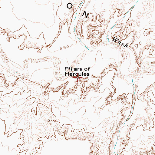 Topographic Map of Pillars of Hercules, AZ