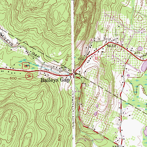 Topographic Map of Baileys Gap, NY