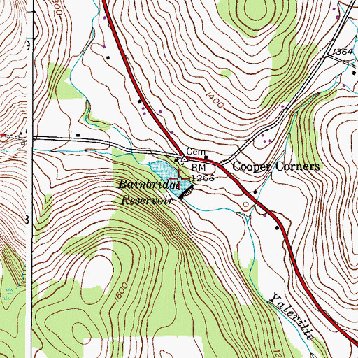 Topographic Map of Bainbridge Reservoir, NY