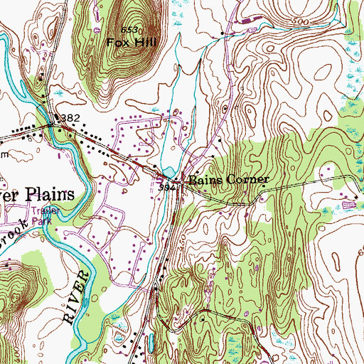 Topographic Map of Bains Corner, NY