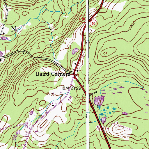 Topographic Map of Baird Corners, NY