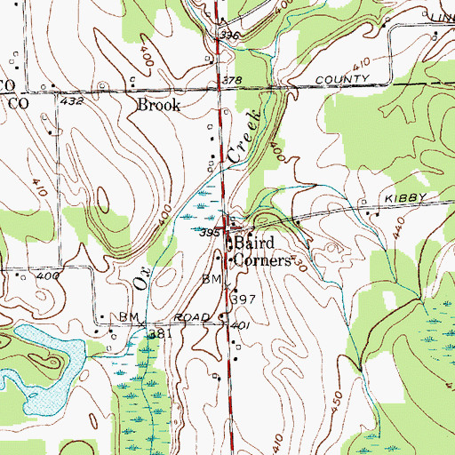 Topographic Map of Baird Corners, NY