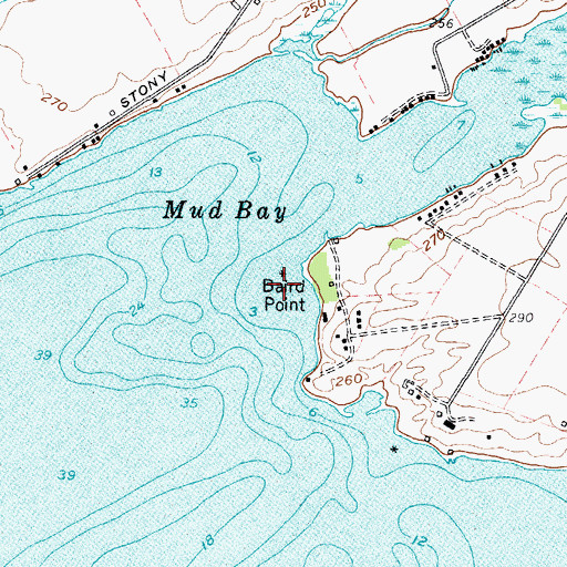 Topographic Map of Baird Point, NY