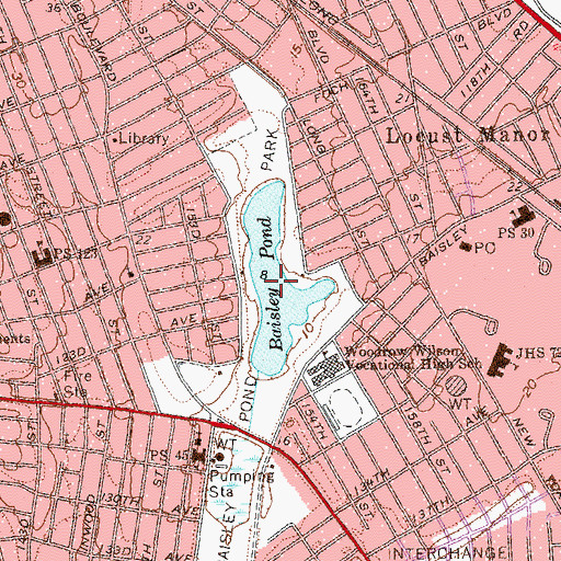 Topographic Map of Baisley Pond, NY