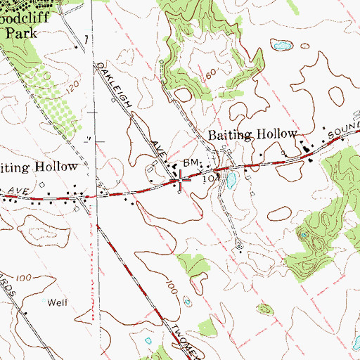 Topographic Map of Baiting Hollow, NY