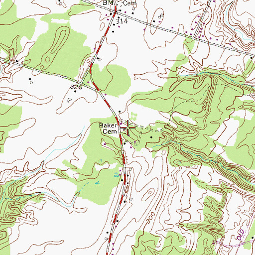 Topographic Map of Baker Cemetery, NY