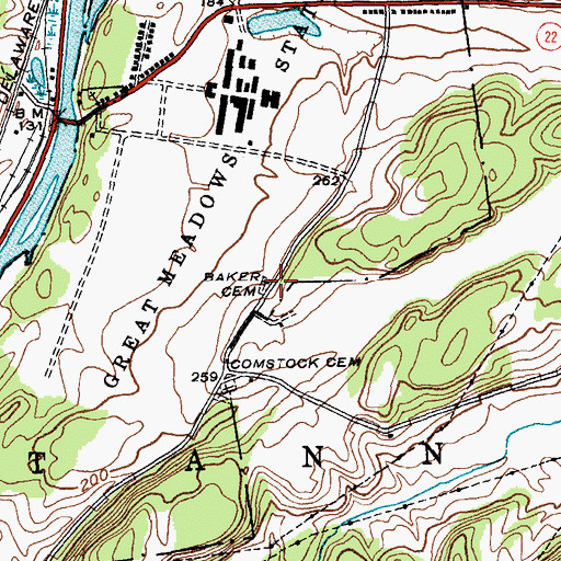Topographic Map of Baker Cemetery, NY