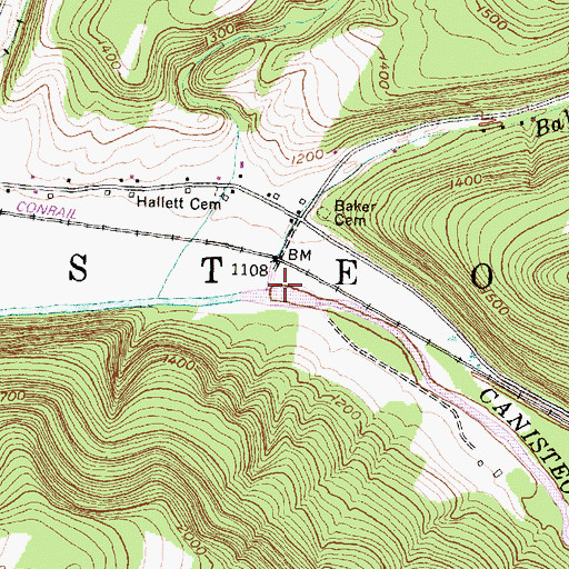 Topographic Map of Baker Creek, NY