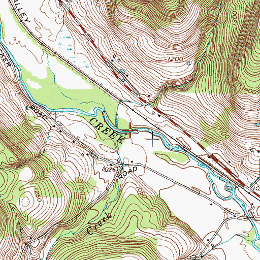 Topographic Map of Baker Creek, NY