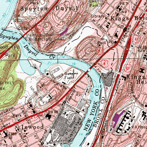 Topographic Map of Baker Field, NY