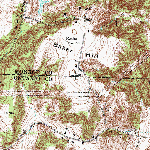 Topographic Map of Baker Hill, NY