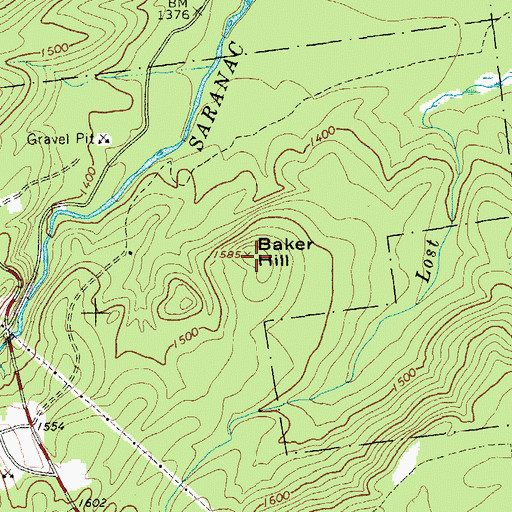 Topographic Map of Baker Hill, NY