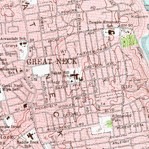 Topographic Map of E M Baker School, NY