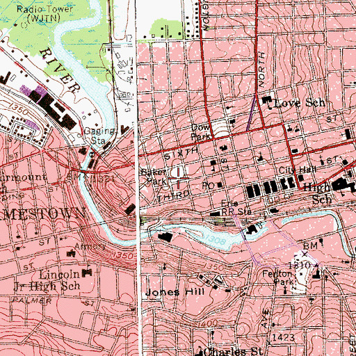 Topographic Map of Baker Park, NY