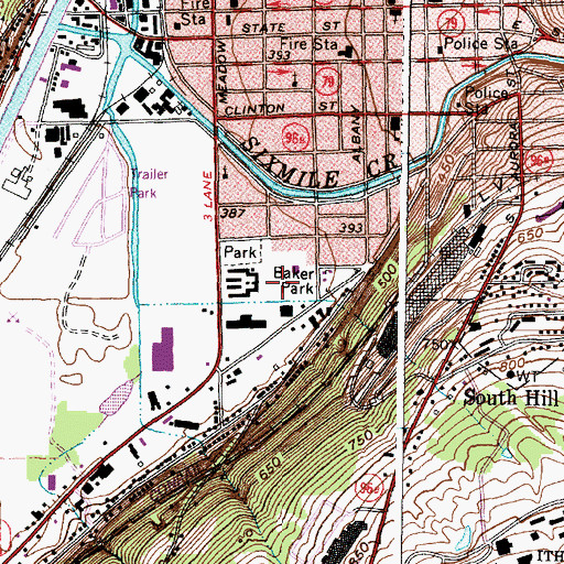 Topographic Map of Baker Park, NY