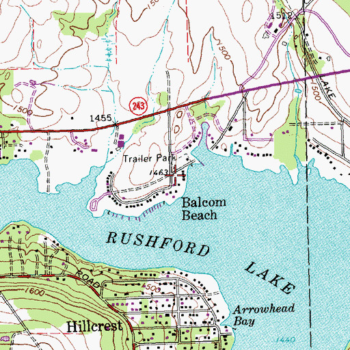 Topographic Map of Balcom Beach, NY