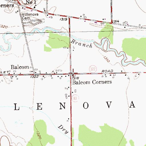 Topographic Map of Balcom Corners, NY