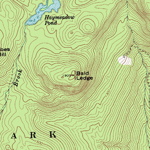 Topographic Map of Bald Ledge, NY