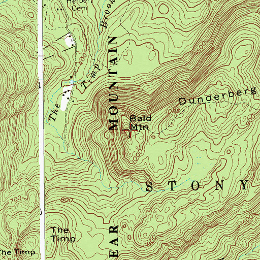 Topographic Map of Bald Mountain, NY