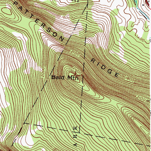 Topographic Map of Bald Mountain, NY