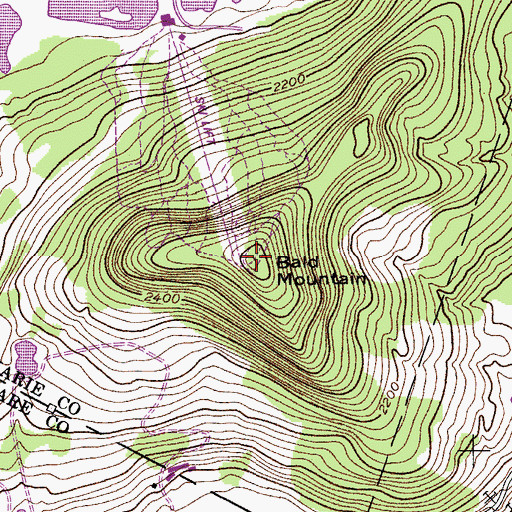 Topographic Map of Bald Mountain, NY