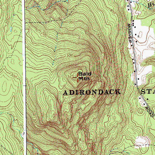 Topographic Map of Bald Mountain, NY