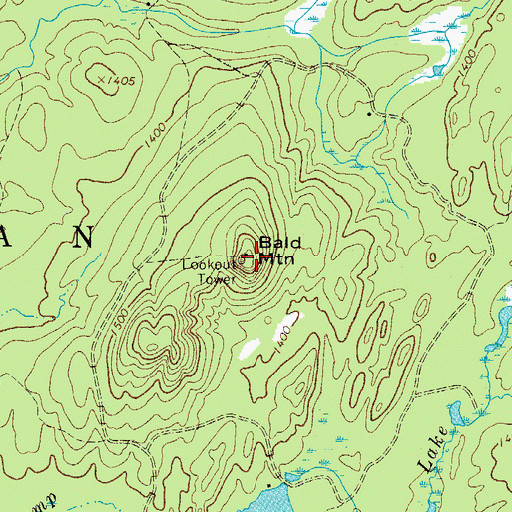 Topographic Map of Bald Mountain, NY