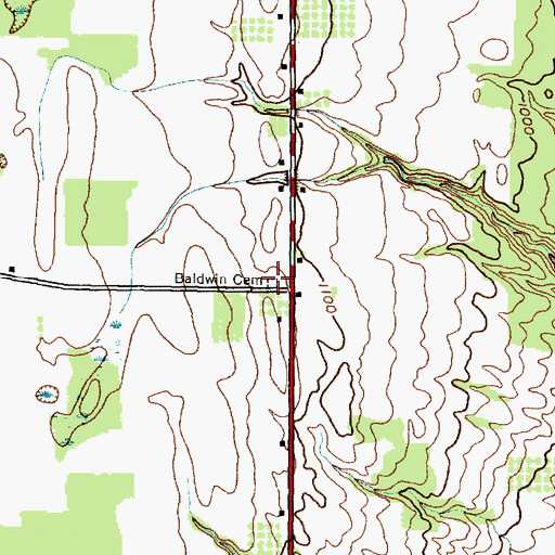 Topographic Map of Baldwin Cemetery, NY