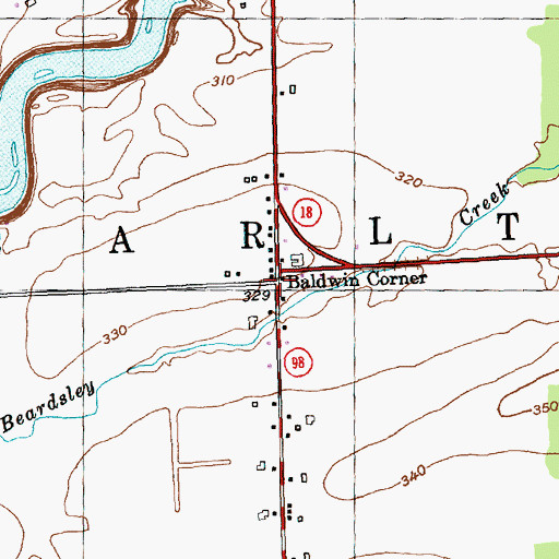 Topographic Map of Baldwin Corner, NY