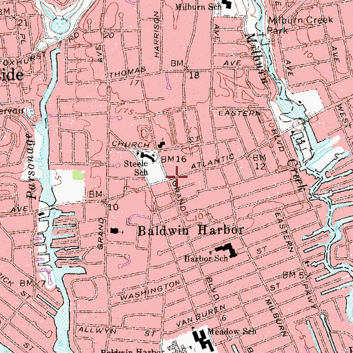 Topographic Map of Baldwin Harbor, NY