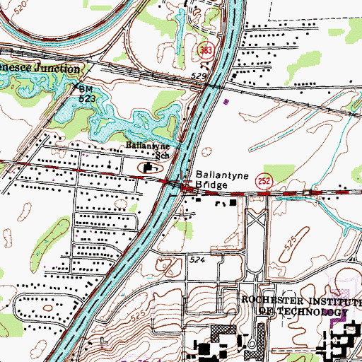 Topographic Map of Ballantyne Bridge, NY