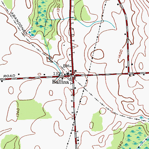 Topographic Map of Ballina, NY