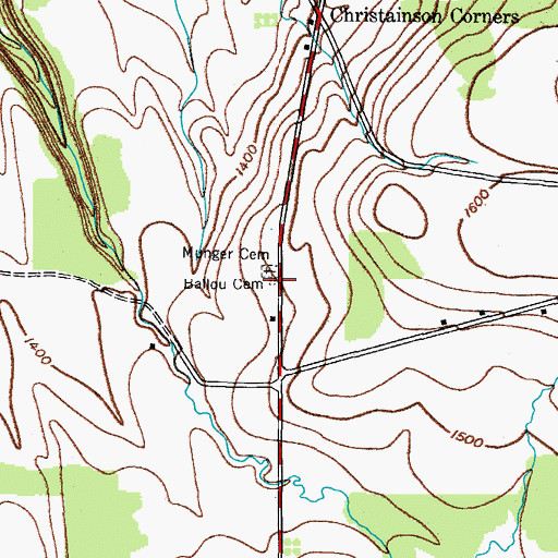 Topographic Map of Ballou Cemetery, NY