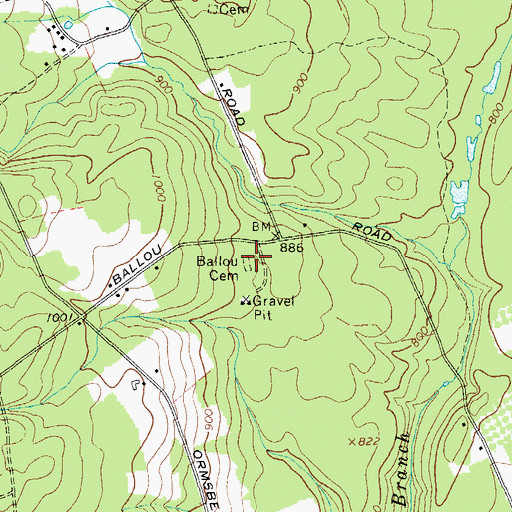 Topographic Map of Ballou Cemetery, NY