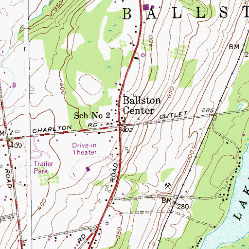 Topographic Map of Ballston Center, NY