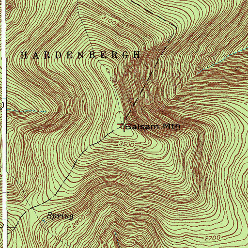 Topographic Map of Balsam Mountain, NY