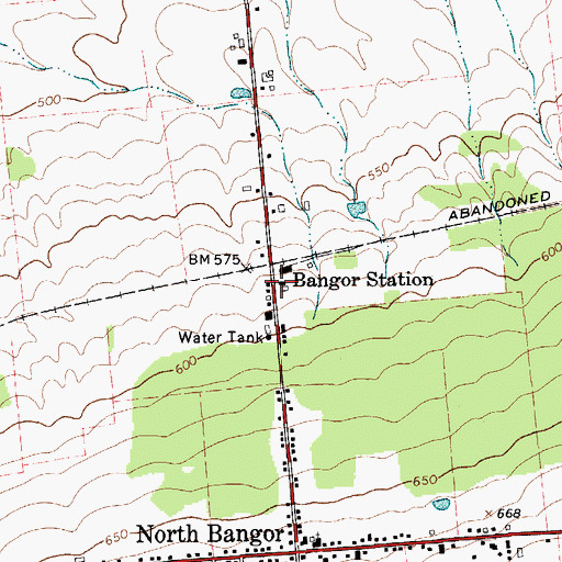 Topographic Map of Bangor Station, NY
