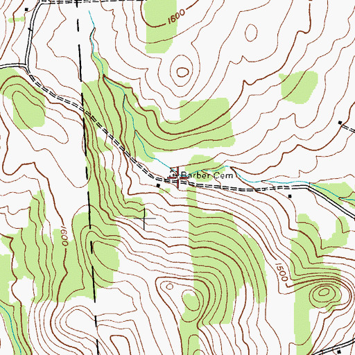 Topographic Map of Barber Cemetery, NY