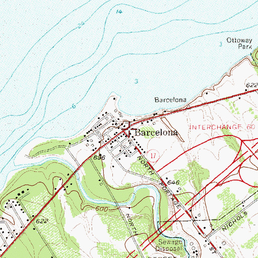 Topographic Map of Barcelona, NY