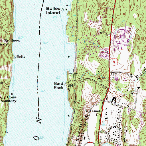 Topographic Map of Bard Rock Creek, NY
